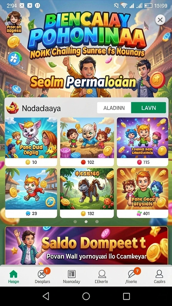 Tampilan awal aplikasi NANASTOTO yang menarik dengan fitur utama.